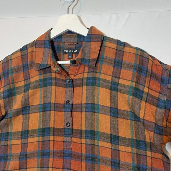Toad & Co Women Hartland ShirtDress Plaid Flannel Short Sleeve Small size - Picture 12 of 12